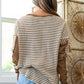 Stripe Thermal Knit Drop Shoulder Casual Top