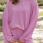 Corded Knit Long Sleeve Top and High Waist Shorts Set
