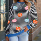Pumpkin Face Patched Pattern Crew Neck Sweatshirt
