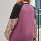 Leopard Colorblock Long Sleeve Plus Size Top