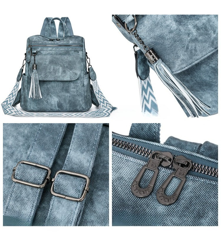 Retro Backpack Large Capacity Vegen Leather Travel Backpack