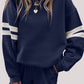 Varsity Striped Sleeve Drop Shoulder Sweatshirt and Short Set