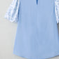 Lace Insert Floral Puff Sleeve Patchwork Loose Blouse