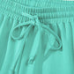 V Neck Pullover Top and Drawstring Short Plus Size Set