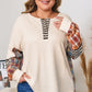 Parchment Plus Size Waffle Colorblock Striped Plaid Patchwork Half Button Pullover