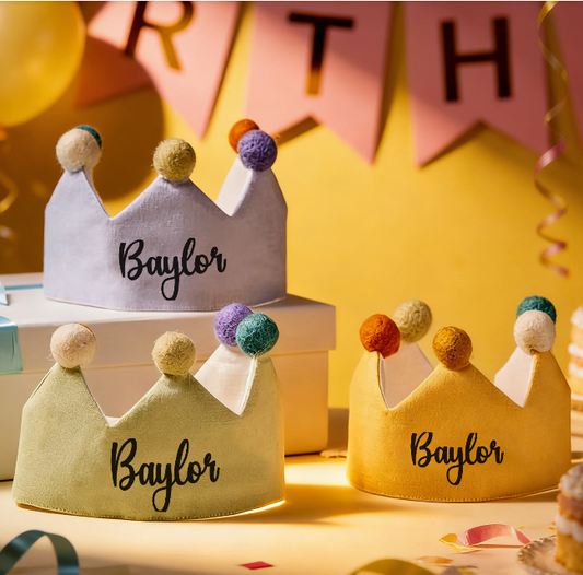 Custom Embroidered Name Birthday Crown Hat for Kids