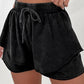 Mineral Wash French Terry High Waist Casual Shorts