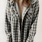 Plaid Pattern Sherpa Lined Hooded Shacket