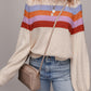 Striped Color Block Loose Sleeve Chic Sweater