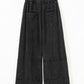 Mineral Wash Exposed Seam Drawstring High Waist Wide Leg Cargo Pants