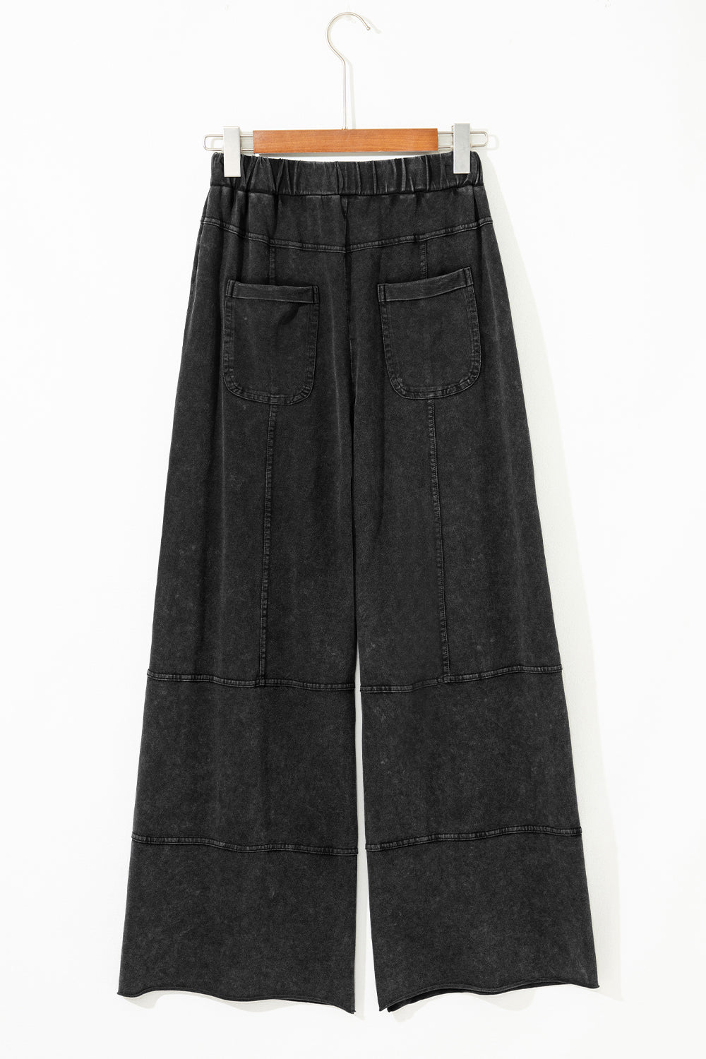 Mineral Wash Exposed Seam Drawstring High Waist Wide Leg Cargo Pants