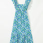Floral Print Square Neck Ruffled Strap Maxi Dress