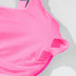 Pink Corded Colorblock Square Neck Bikini Swimsuit