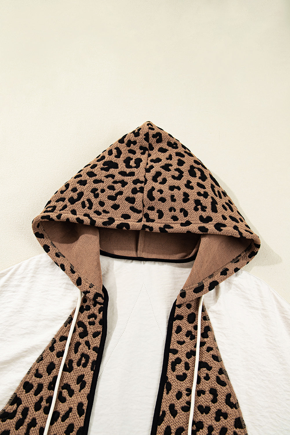 Leopard Star Hooded Patchwork Contrast Piping Open Front Jacket