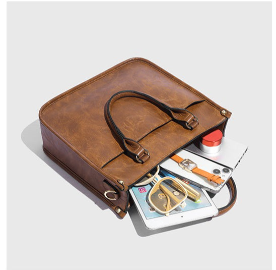 Vagan Leather Shoulder Bag with Adjustable Geometric Strap