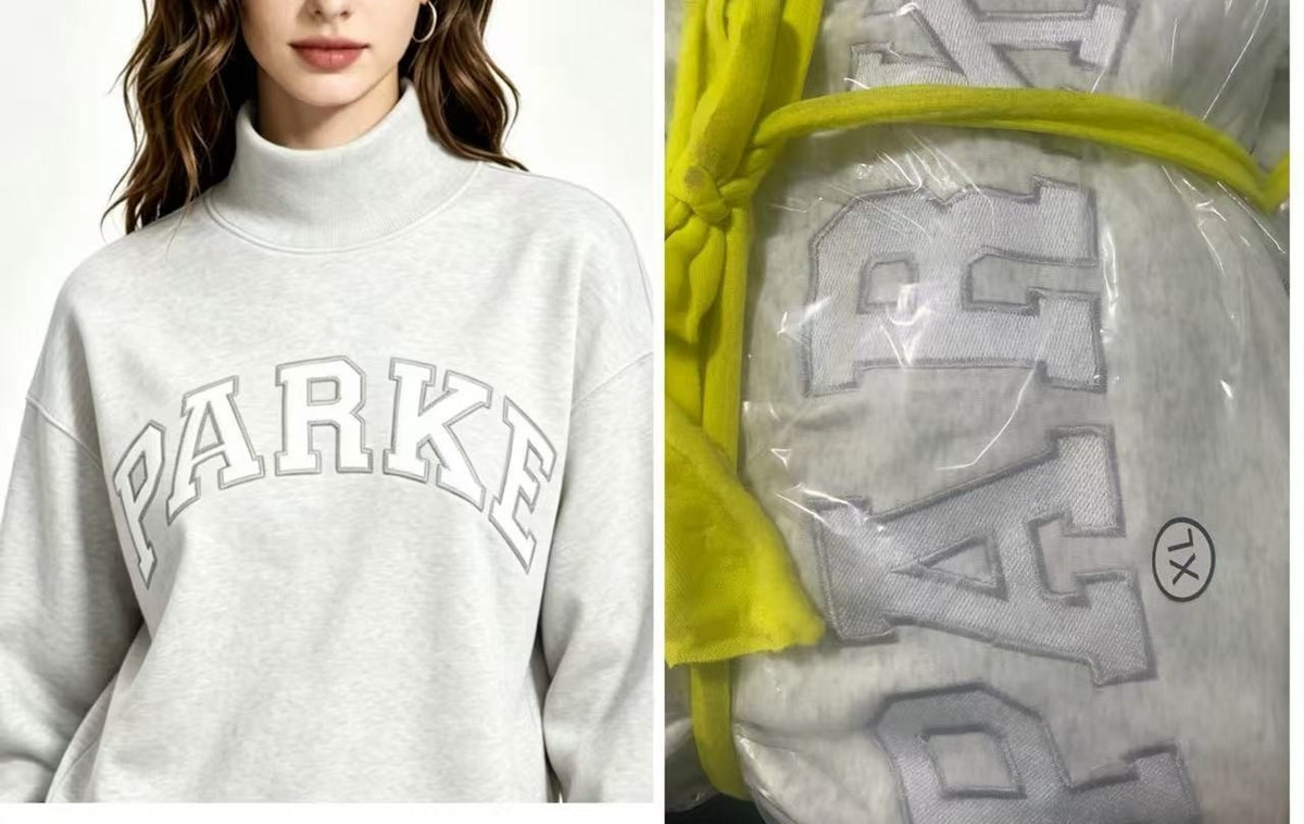 White Lettering on Grey MockNeck Sweatshirt