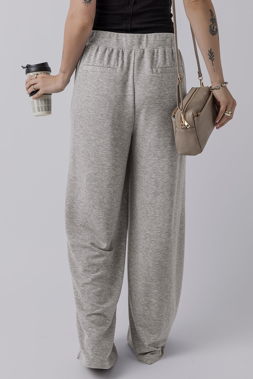 Casual High Waist Wide Leg Knit Pants