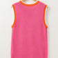 Contrast Trim Pearl Detail Sweater Tank Top