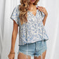 V-neck Short Sleeve Fashion Print Fantasy Fluttering Blouse