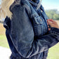 Ruffle Raw Hem Flap Pockets Denim Jacket