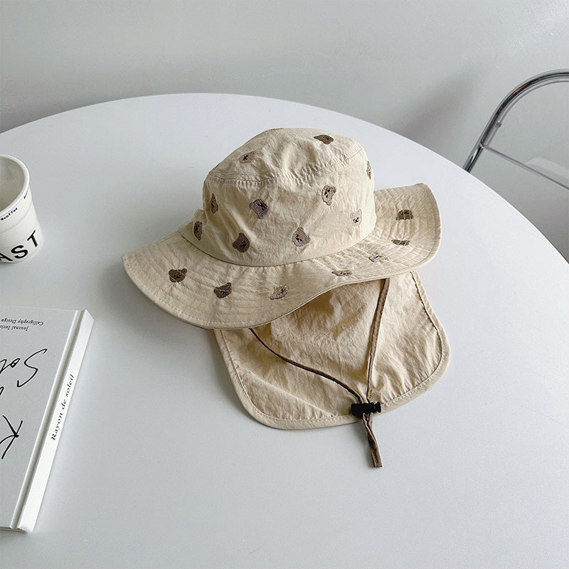 Children's Sun Protection Bucket Hat with Wide Brim and Neck Flap