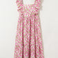 Plus Size Ruffle Trim Square Neck High Waist Floral Maxi Dress