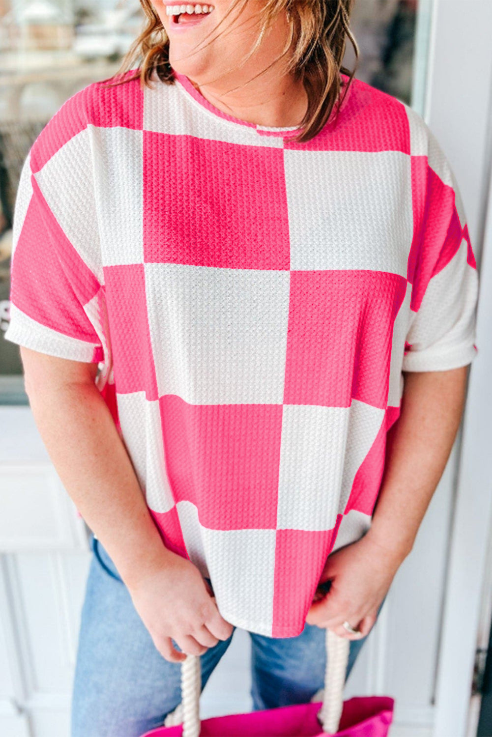Plus Size Checkerboard T Shirt