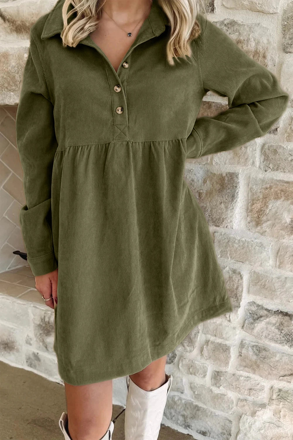 Collared Long Sleeve Mini Dress