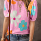 Flower Print Bubble Sleeve Tee