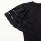 Hollow Out Embroidered Short Sleeve O Neck Top