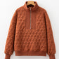 Geometric Quilted Half Zipped Loose Sweatshirt