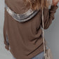 Plaid Patchwork Button Down Drawstring Hooded Shacket