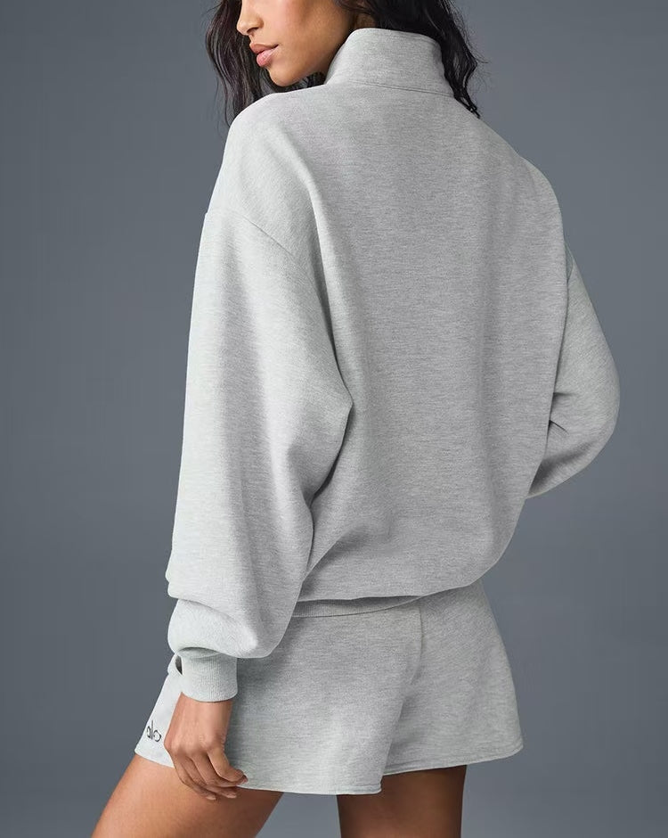 Women's Half-Zip Pullover & Shorts Lounge Set