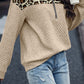 Leopard Splicing Zipped Sweatshirt