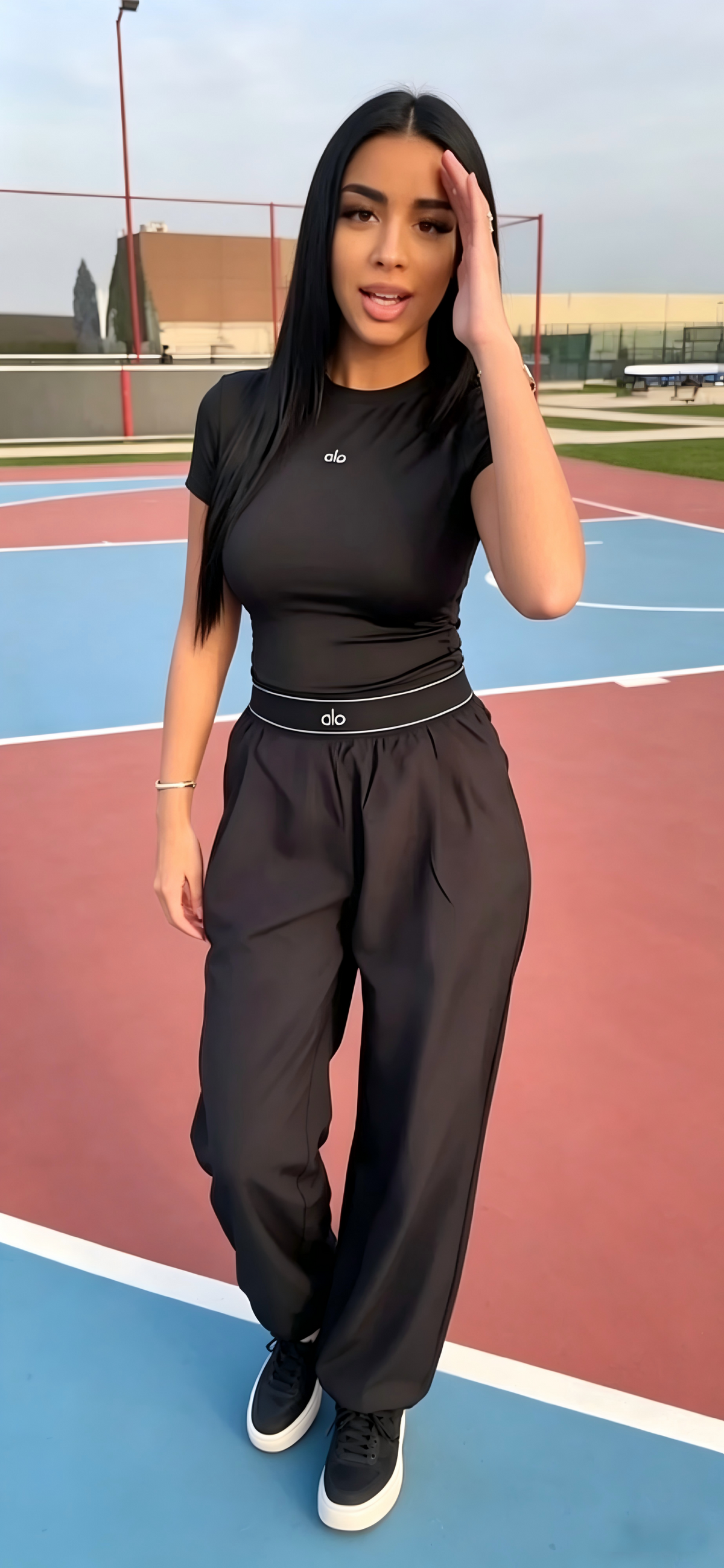 A-Short-sleeve wide-leg trouser set(Q6343)