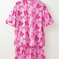Bow Print Half Sleeve Shirt and Shorts Pajamas Set