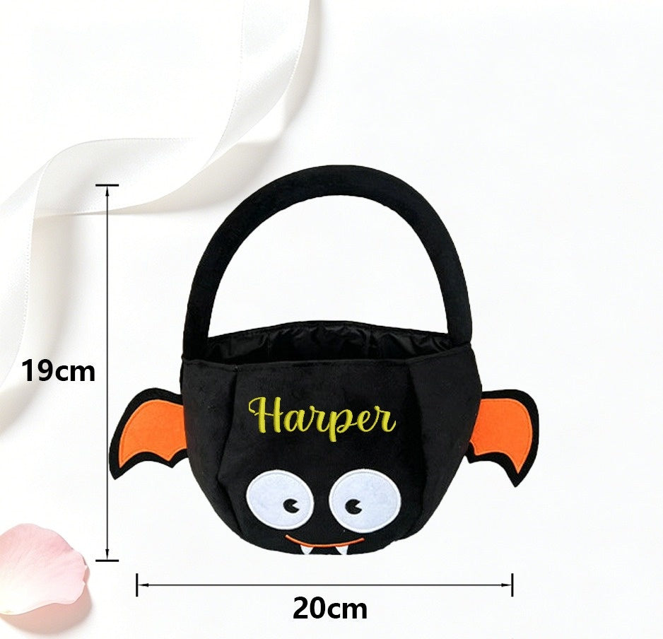 Custom Personalized Plush Pumpkin Trick-or-Treat Basket