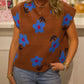 Floral High Neck Sweater Vest