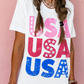 USA Starry Letter Graphic Cotton Blend T Shirt