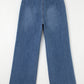 Multi Buttons High Waist Wide Leg Jeans With Pockets