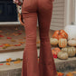 High Waist Raw Hem Flare Jeans