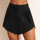 High Waisted Drawstring 2-in-1 Side Pocket Color Block Bikini Shorts