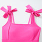 Square Neck Knotted Shoulder Open Back One Piece Swimsuit