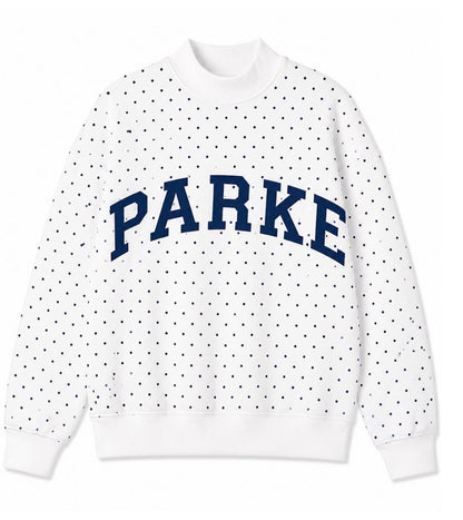 PARKE Letter Mock Neck Polka Dot Hoodie