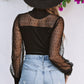 Sheer Dotty Long Sleeve Ribbed Velvet Bodysuit