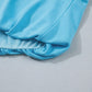 Solid Color Puffy Loose Top Drawstring Shorts 2pcs Outfit