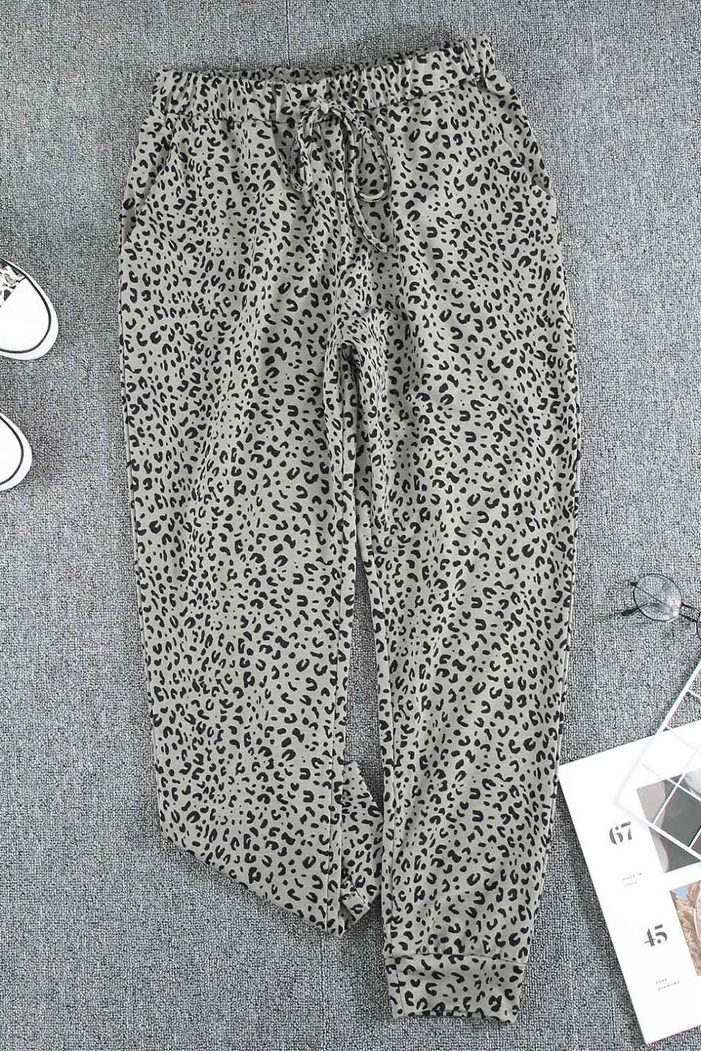 Leopard Elastic Waist Casual Joggers