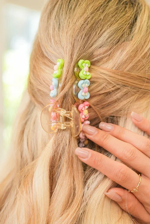Pink Flower Bow Knot Decor Large Hair Clawclip