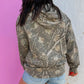 Brown Retro Camouflage Jesus Loves You Print Relaxed Hoodie