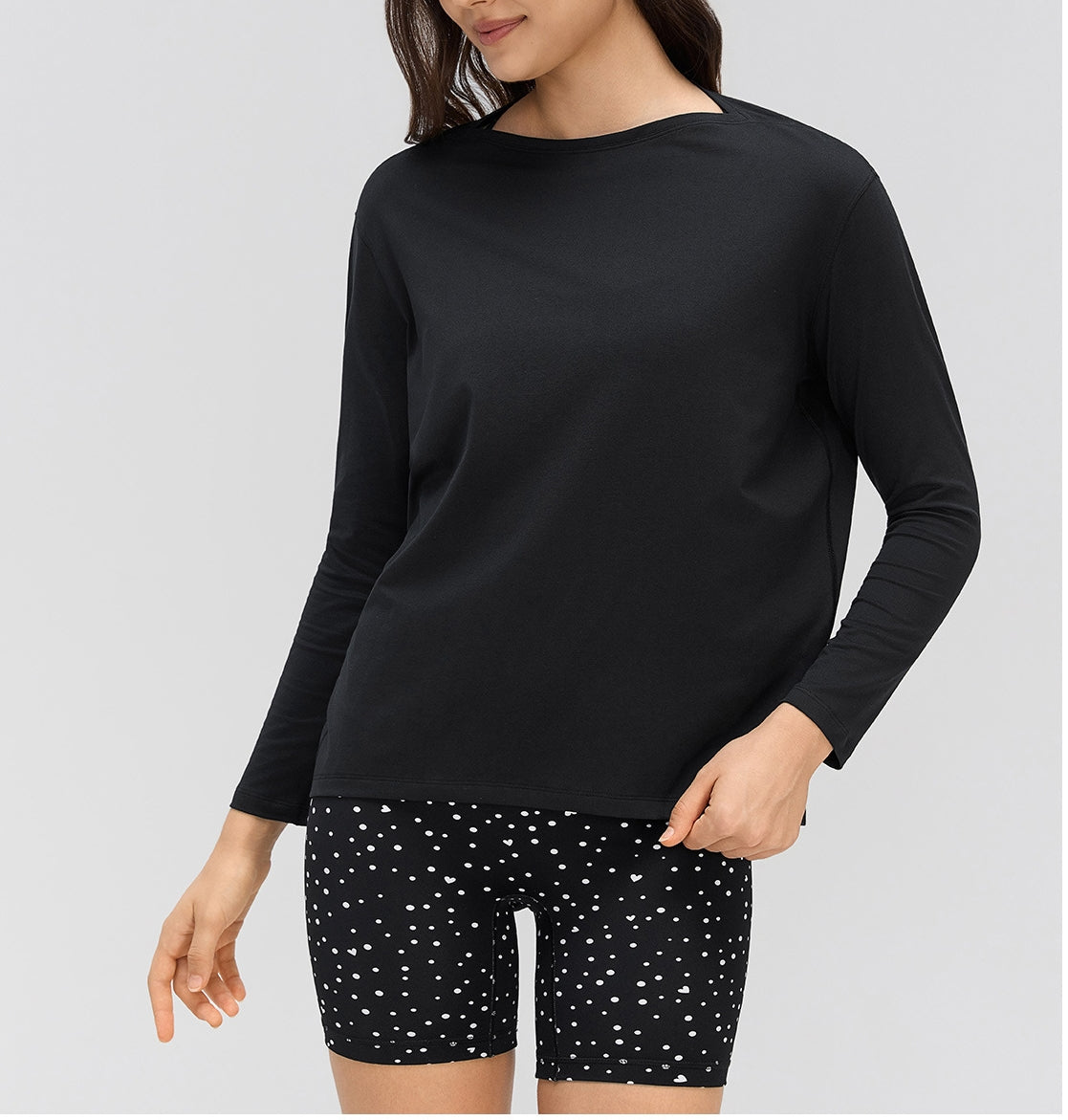 Solid Color Loose-fit Long-sleeve Athletic Pullover